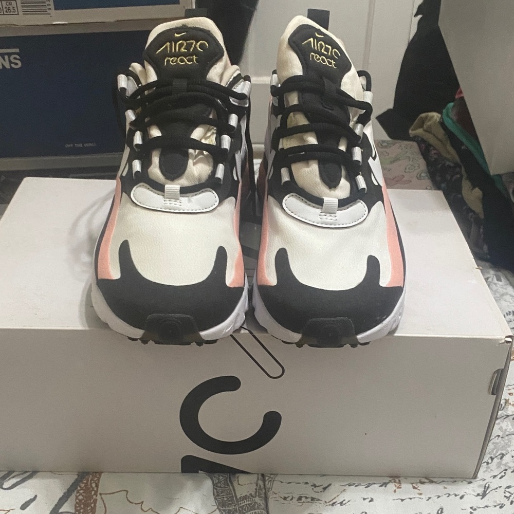 Nike Air Max 270 React in Black and White with Pink Accents